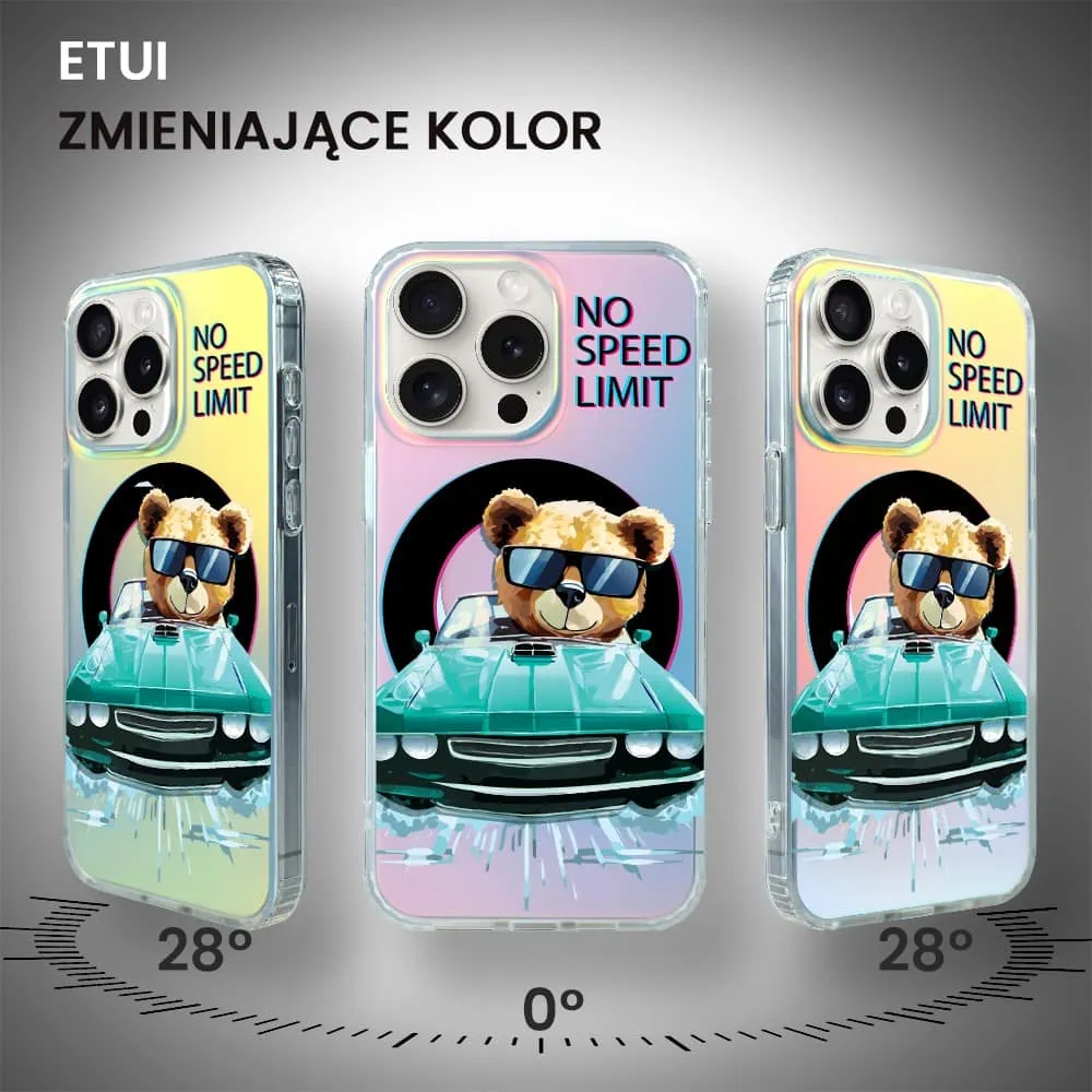 Etui do iPhone 14 Pro MagSafe Bear With Me, Blue Car, niebieski samochód, zmieniające kolor
