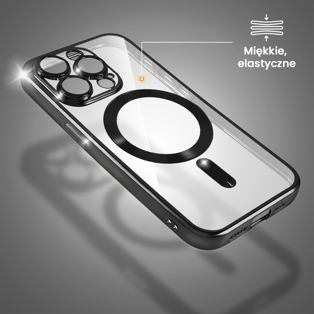 Etui do iPhone 15 Pro MagSafe Luxury Protect przeźroczyste, czarne