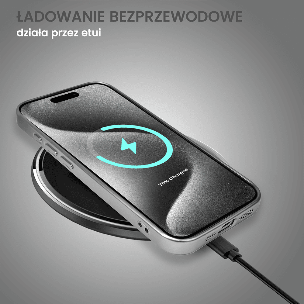 Etui do iPhone 15 Pro MagSafe Luxury Protect przeźroczyste, z osłoną aparatu, Titanium Finish, srebrny tytan