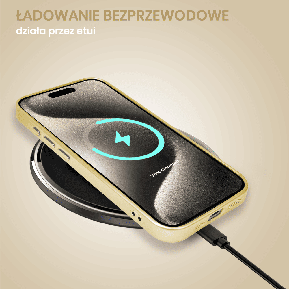 Etui do iPhone 15 Pro Max MagSafe Luxury Protect przeźroczyste, z osłoną aparatu, Titanium Finish, złoty tytan
