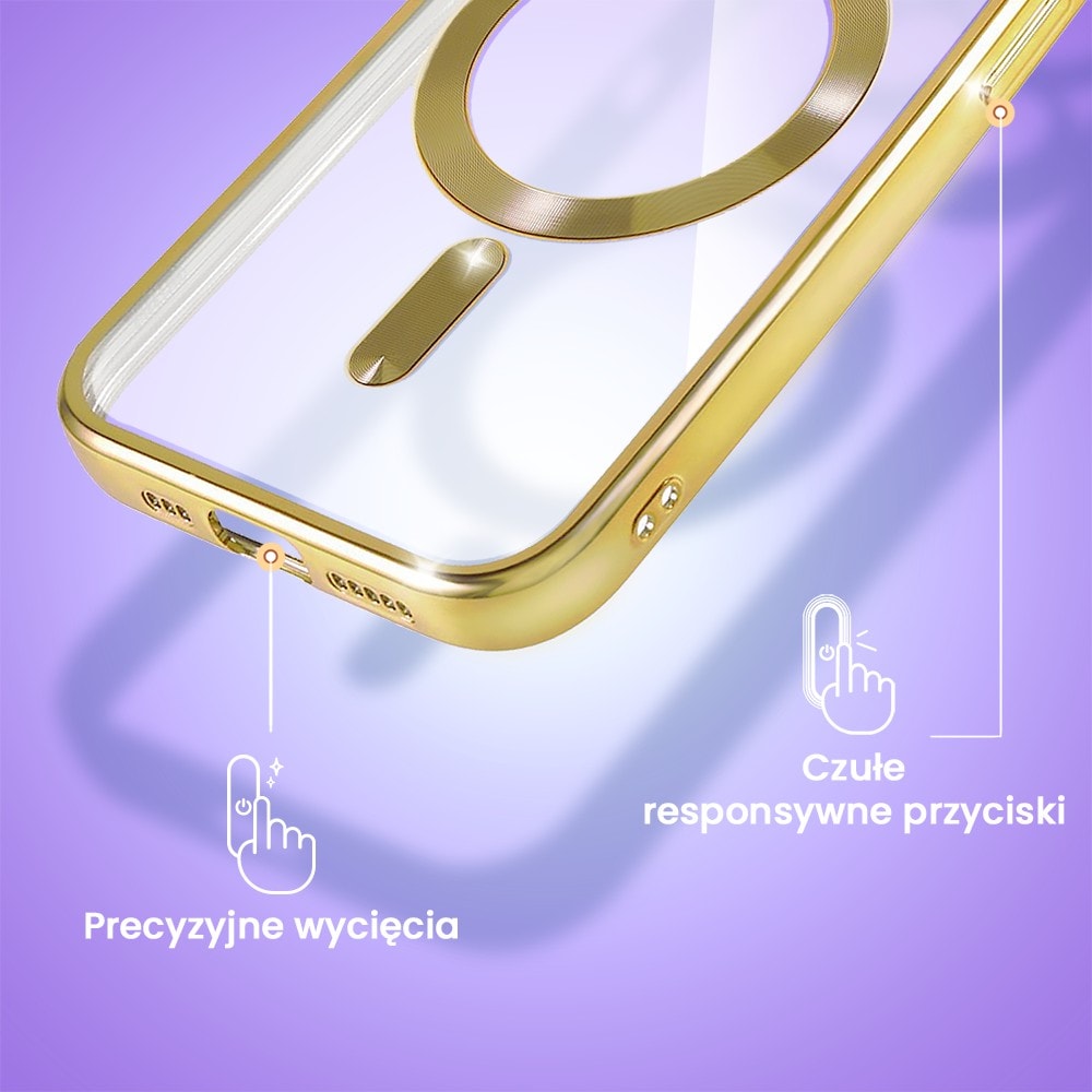 Etui do iPhone 14 Pro MagSafe Luxury Protect przeźroczyste, złote (OUTLET)