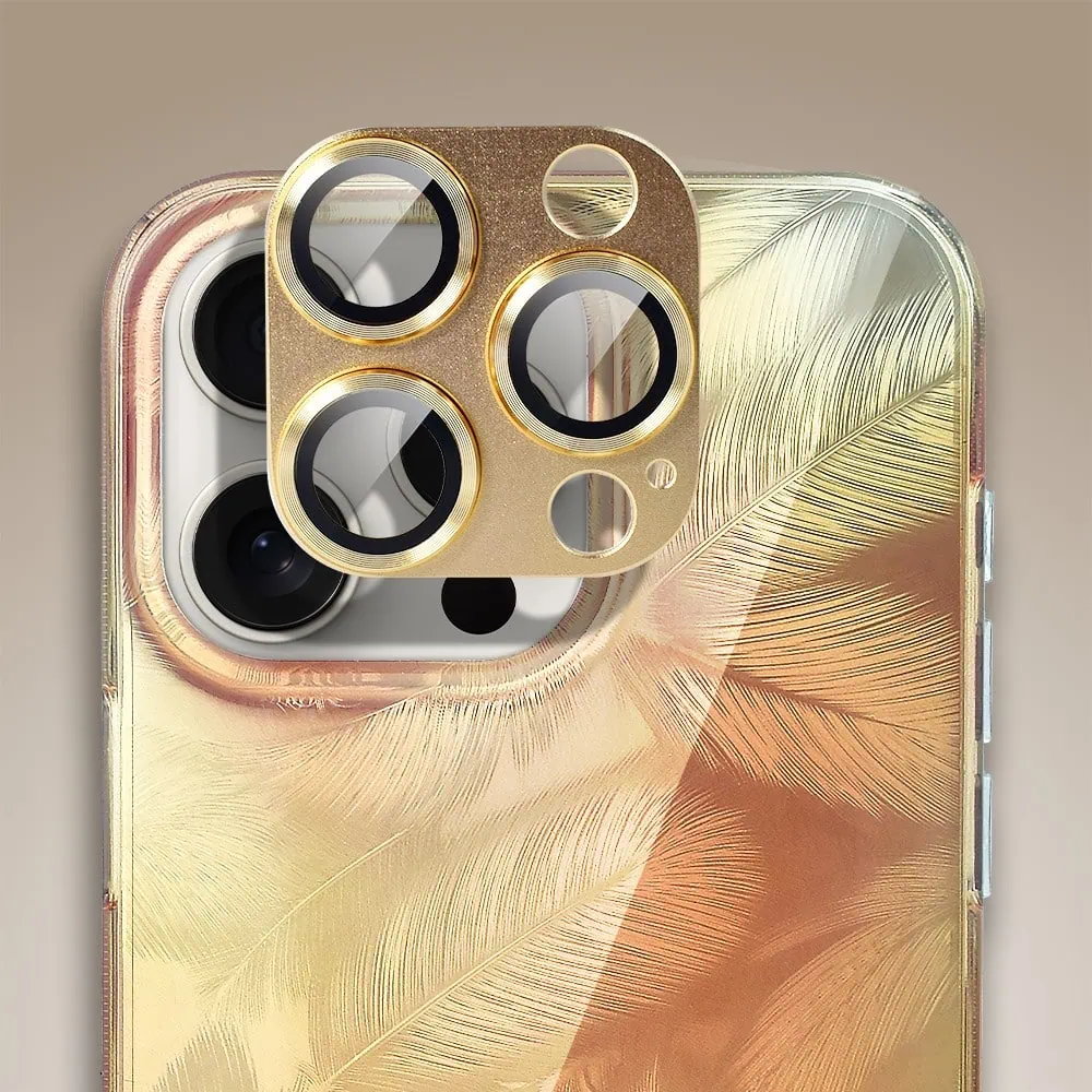 Etui do iPhone 15 Pro Max Magic Feathers 3D, eleganckie piórka, złote