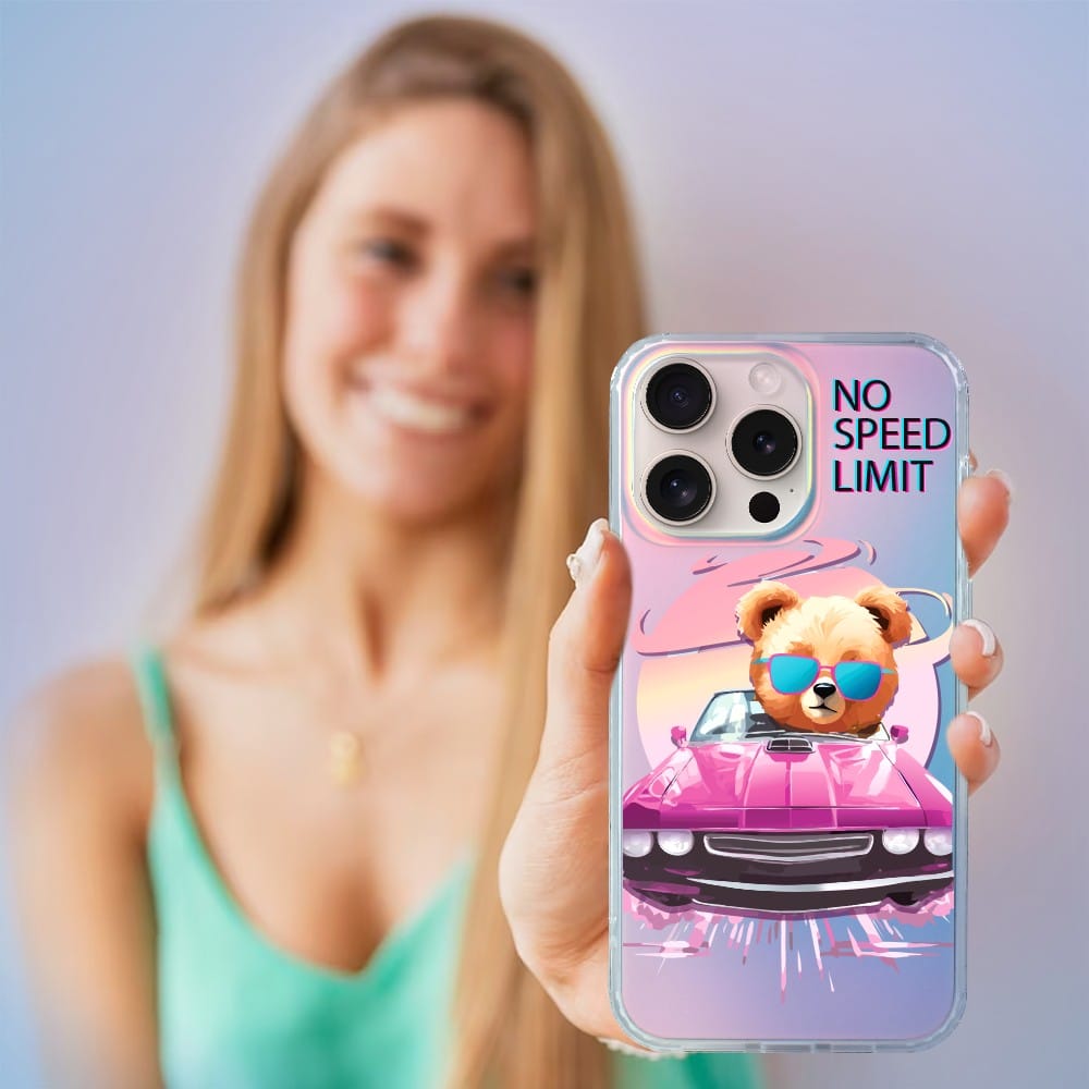 Etui do iPhone 15 Pro MagSafe Bear With Me, Pink Car, różowy samochód, zmieniające kolor