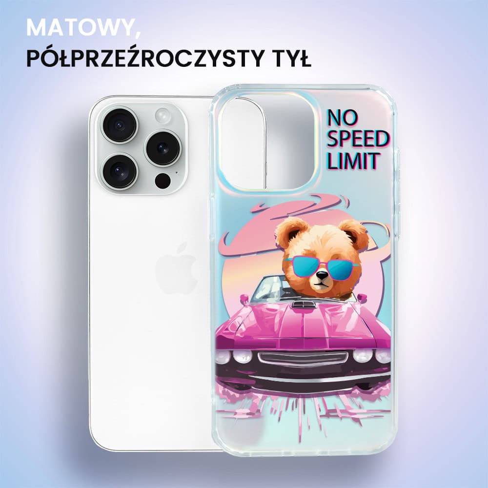 Etui do iPhone 15 Pro MagSafe Bear With Me, Pink Car, różowy samochód, zmieniające kolor