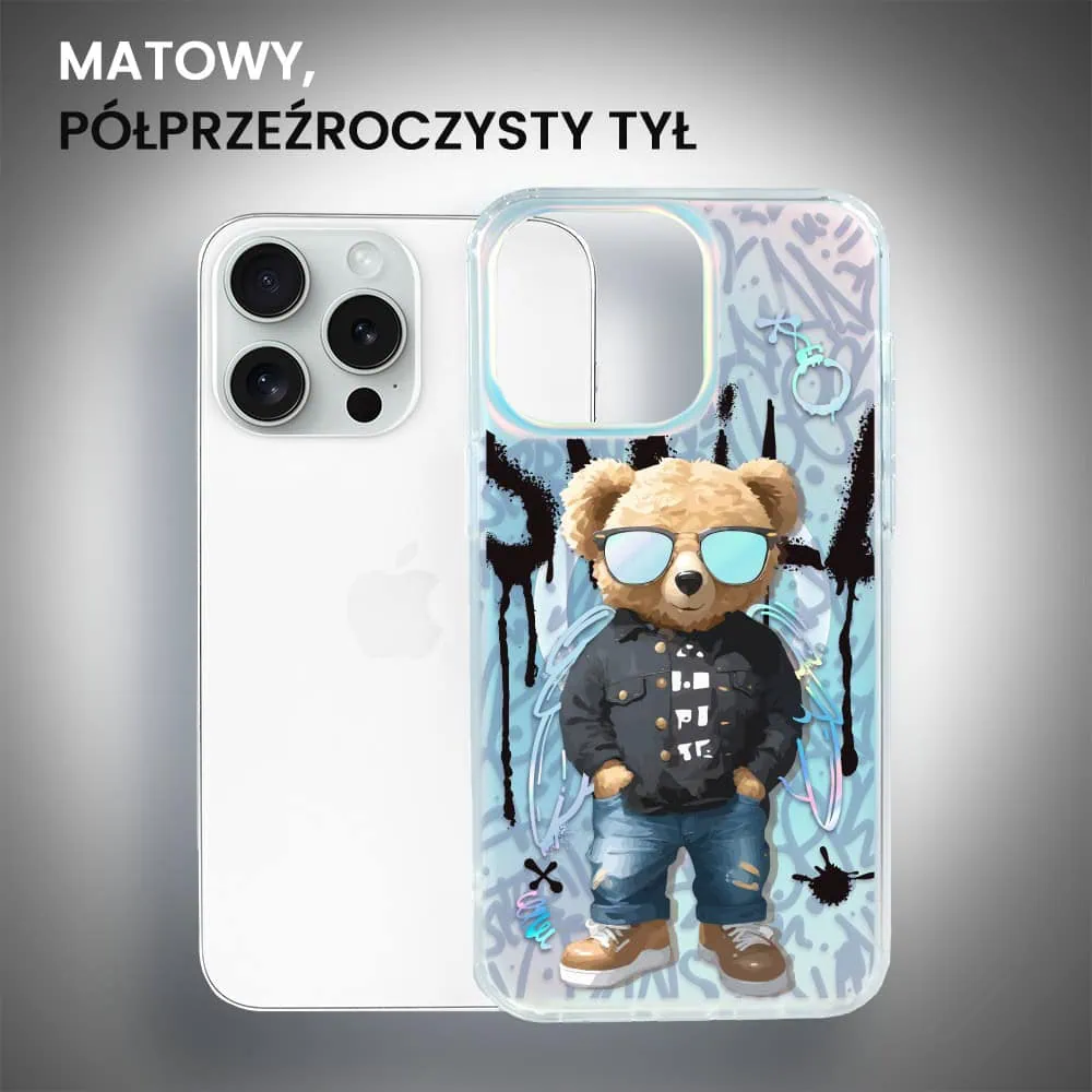 Etui do iPhone 15 Pro Max MagSafe Bear With Me, Graffiti Boy, artystyczny miś, zmieniające kolor