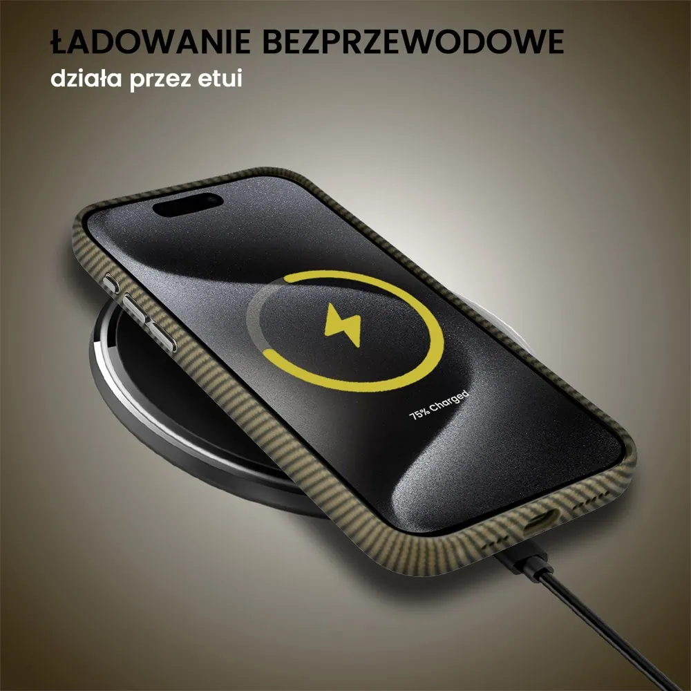 Etui do iPhone 15 Pro Max, Magsafe Carbon Skin, cienkie, karbonowe, Sulada original, brązowe