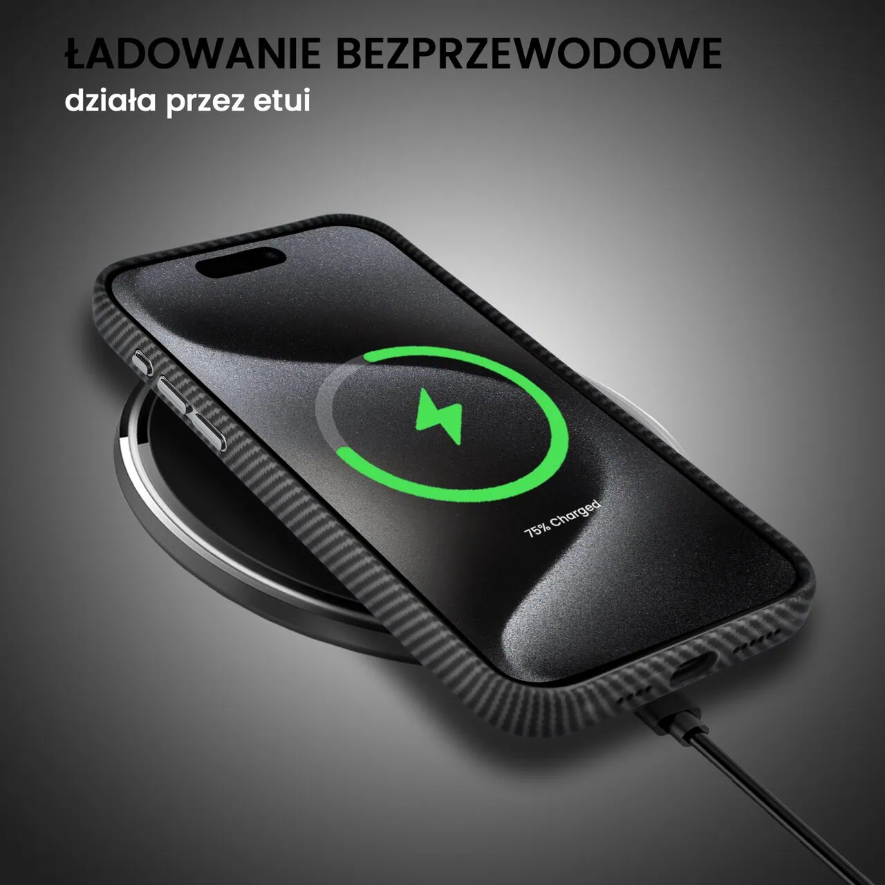 Etui do iPhone 15 Pro Max, Magsafe Carbon Skin, cienkie, karbonowe, Sulada original, czarne