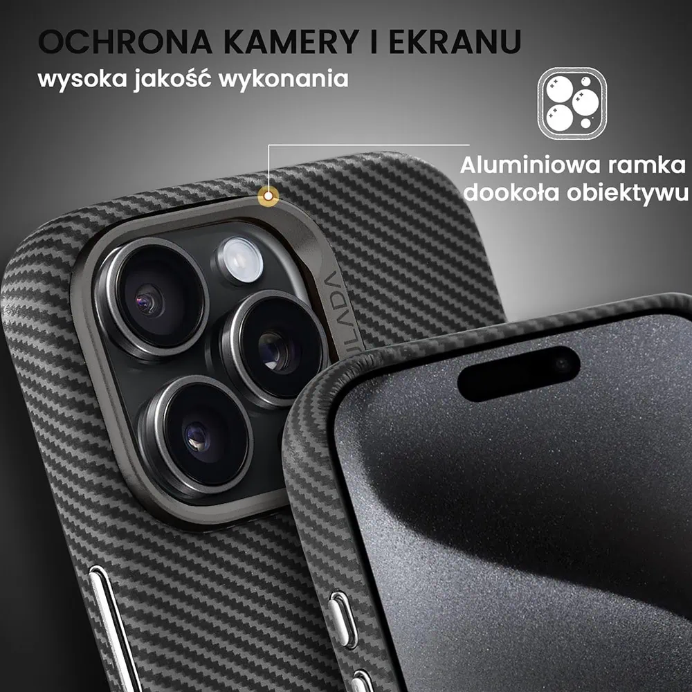 Etui do iPhone 15 Pro Max, Magsafe Carbon Skin, cienkie, karbonowe, Sulada original, czarne
