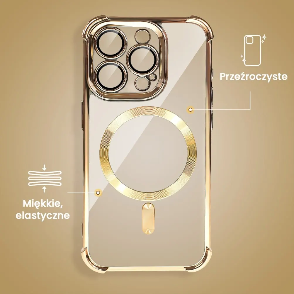 Etui do iPhone 15 Pro Magsafe Luxury Anti-Shock Lens Protect, złote (OUTLET)