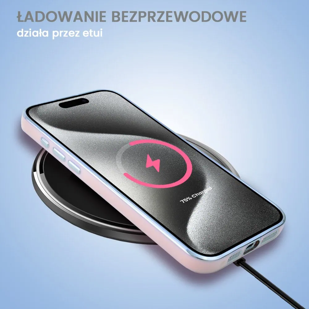 Etui do iPhone 15 Pro Max Magsafe Silver Elegance, z osłoną aparatu, delikatnie różowe