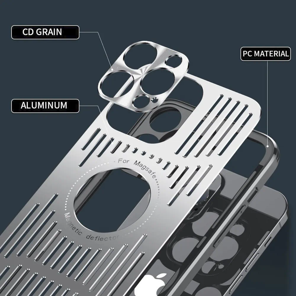 Etui do iPhone 15 Pro Max Metal Defender z osłoną aparatu, metalowe z widocznym logo, srebrne