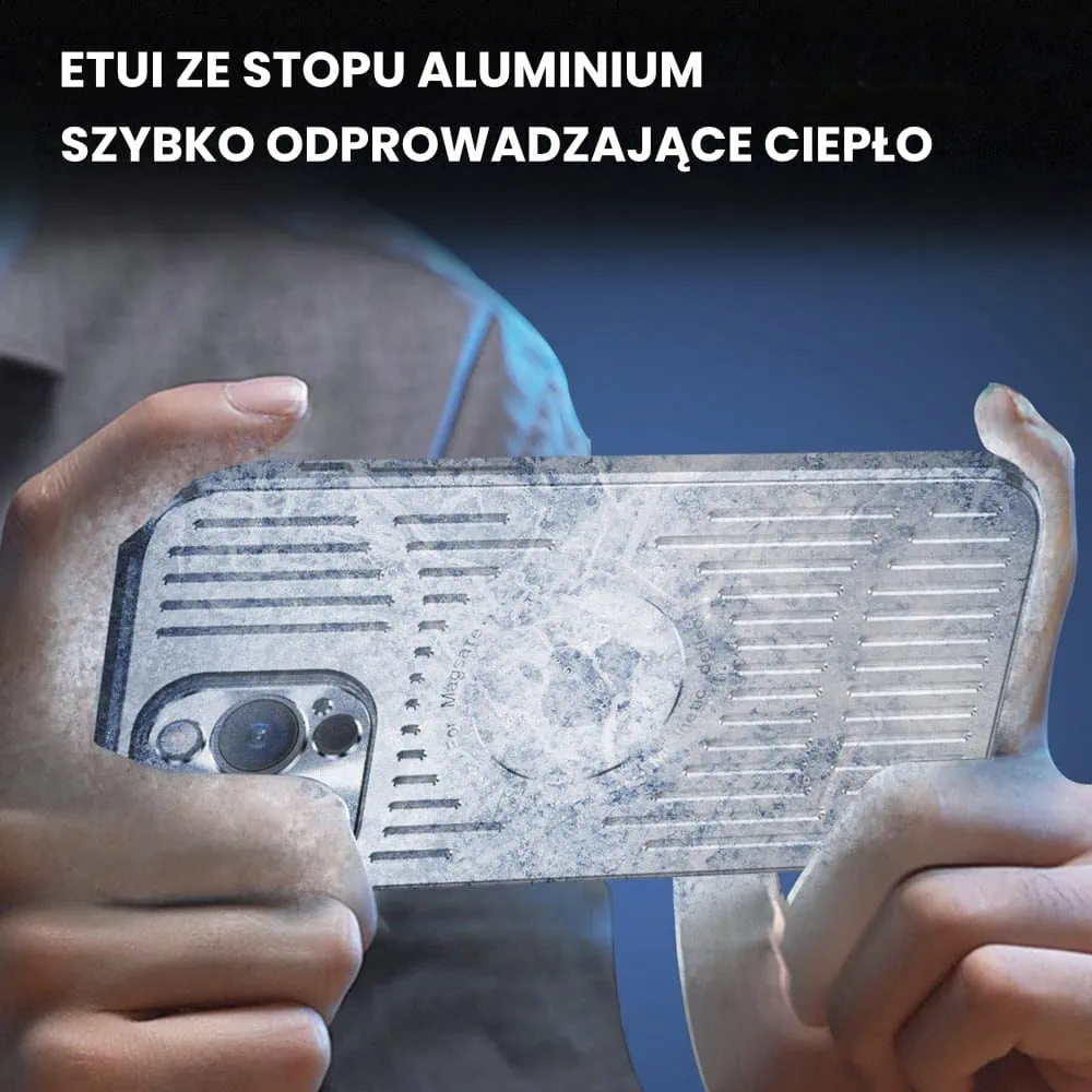 Etui do iPhone 15 Pro Max Metal Defender z osłoną aparatu, metalowe z widocznym logo, srebrne