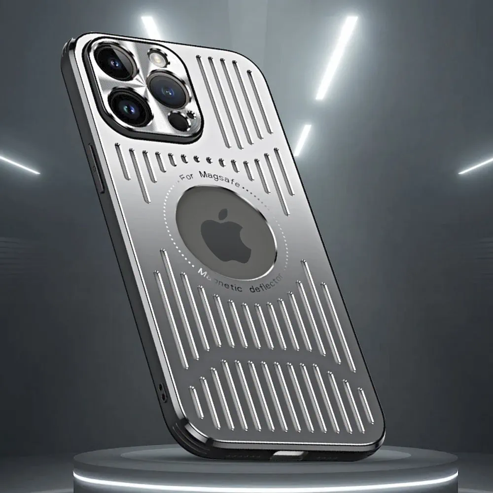 Etui do iPhone 15 Pro Max Metal Defender z osłoną aparatu, metalowe z widocznym logo, srebrne