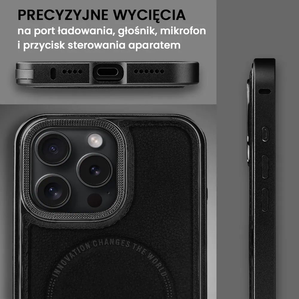 Etui do iPhone 15 Pro Max Metal Solid Leather z MagSafe, czarne