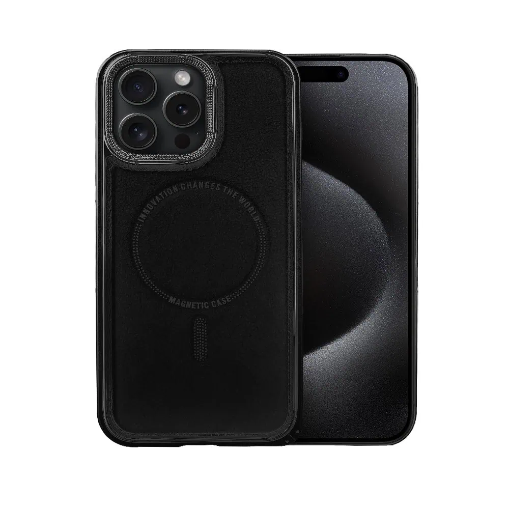 Etui do iPhone 15 Pro Max Metal Solid Leather z MagSafe, czarne