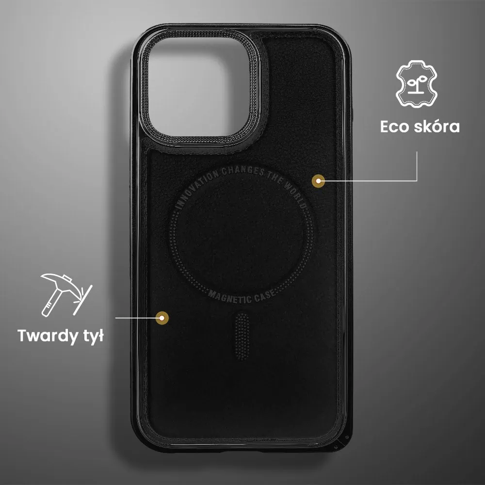 Etui do iPhone 15 Pro Max Metal Solid Leather z MagSafe, czarne