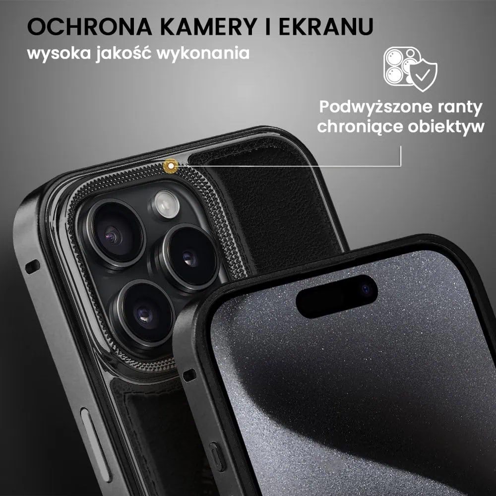 Etui do iPhone 15 Pro Max Metal Solid Leather z MagSafe, czarne