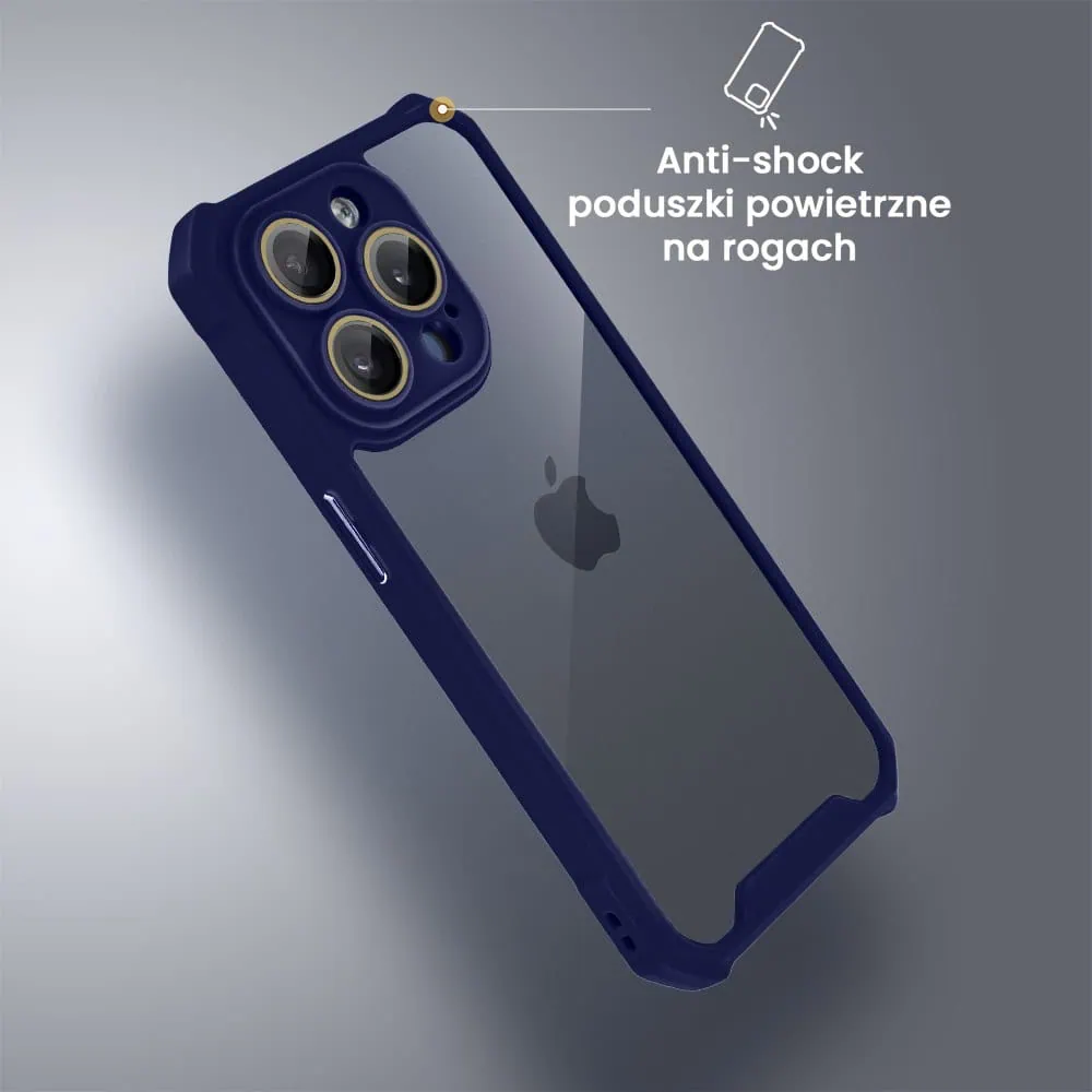 Etui do iPhone 15 Pro Pancerne Anti-Shock, z osłoną aparatu, granatowe