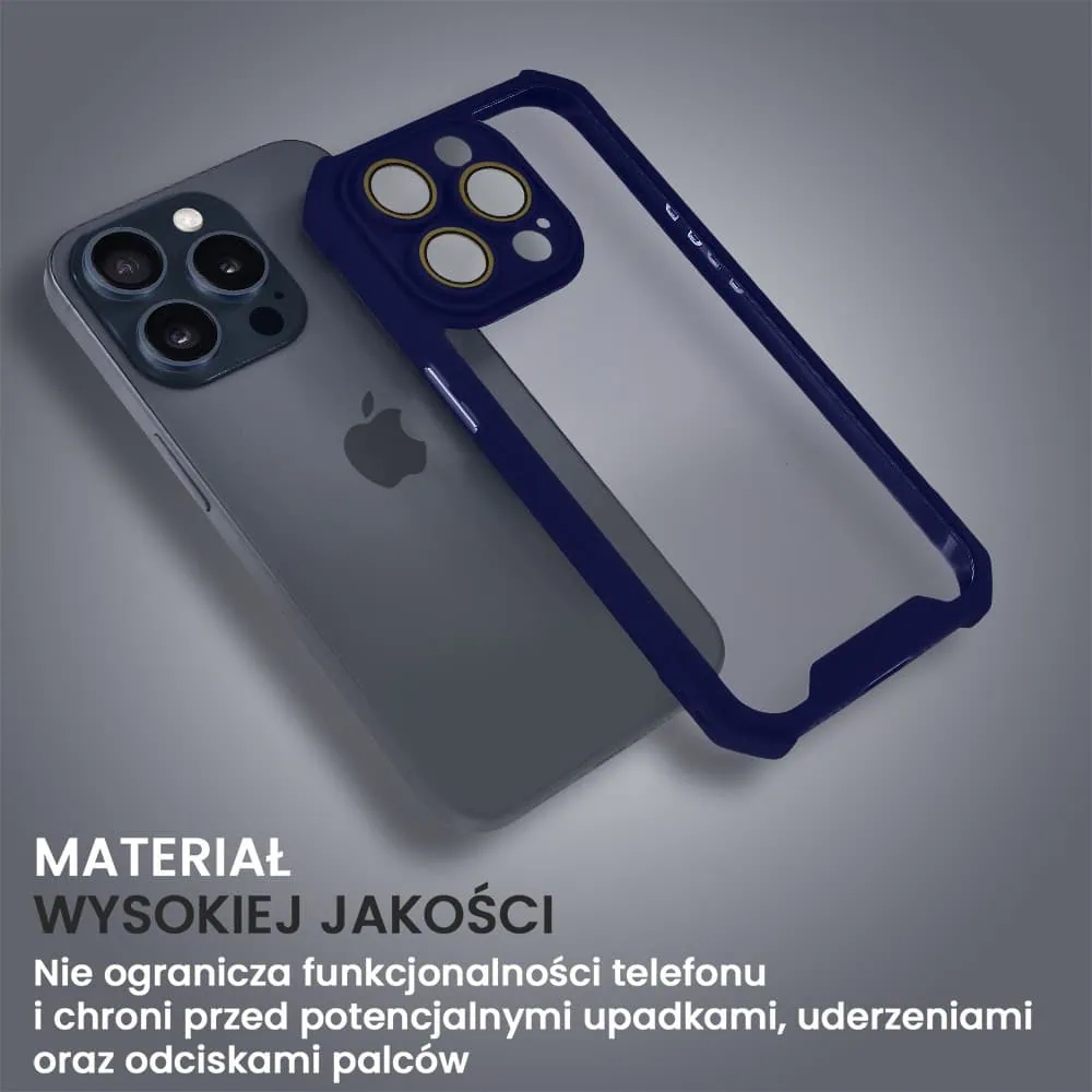 Etui do iPhone 15 Pro Pancerne Anti-Shock, z osłoną aparatu, granatowe