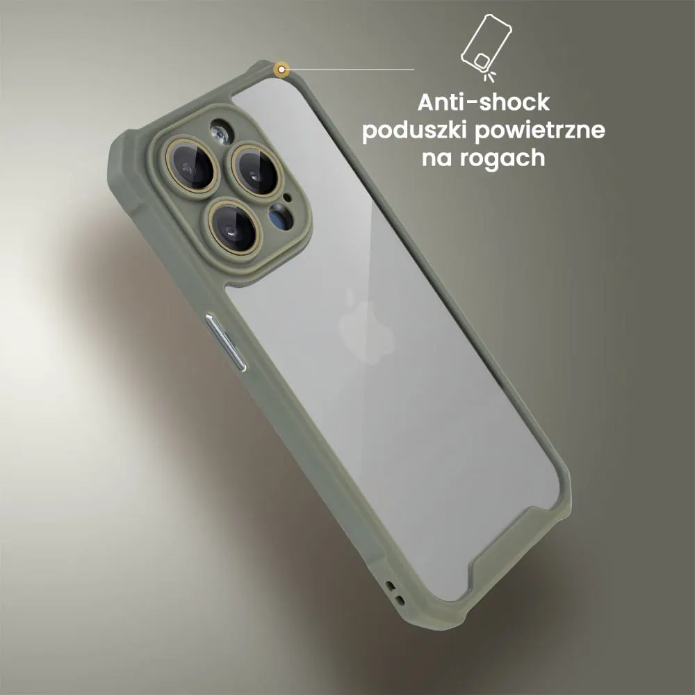 Etui do iPhone 15 Pro Max Pancerne Anti-Shock, z osłoną aparatu, szare tytanowe