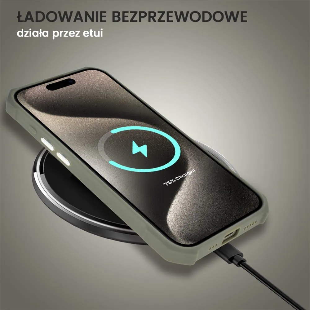 Etui do iPhone 15 Pro Max Pancerne Anti-Shock, z osłoną aparatu, szare tytanowe