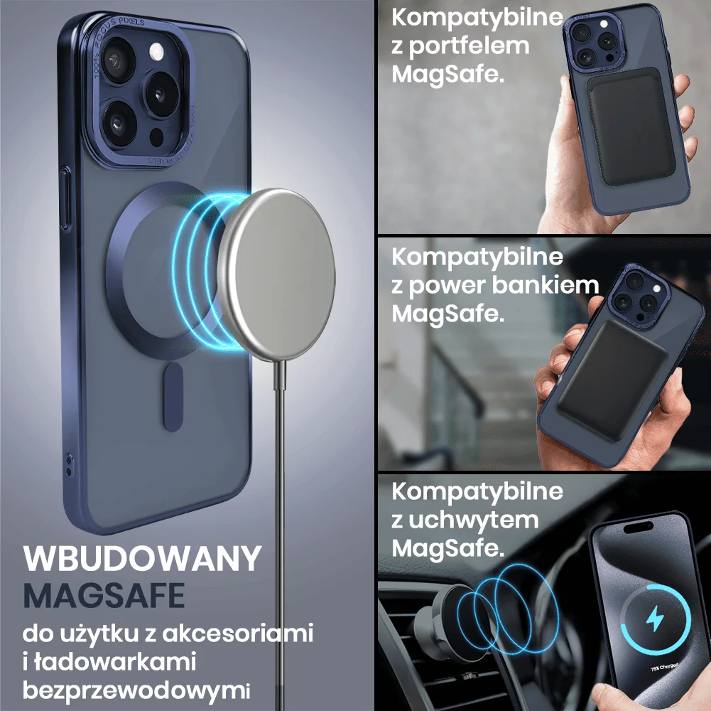 Etui do iPhone 15 Pro Max Skin Shield, cienkie, twardy tył, Titanium Finish, tytan błękitny (OUTLET)