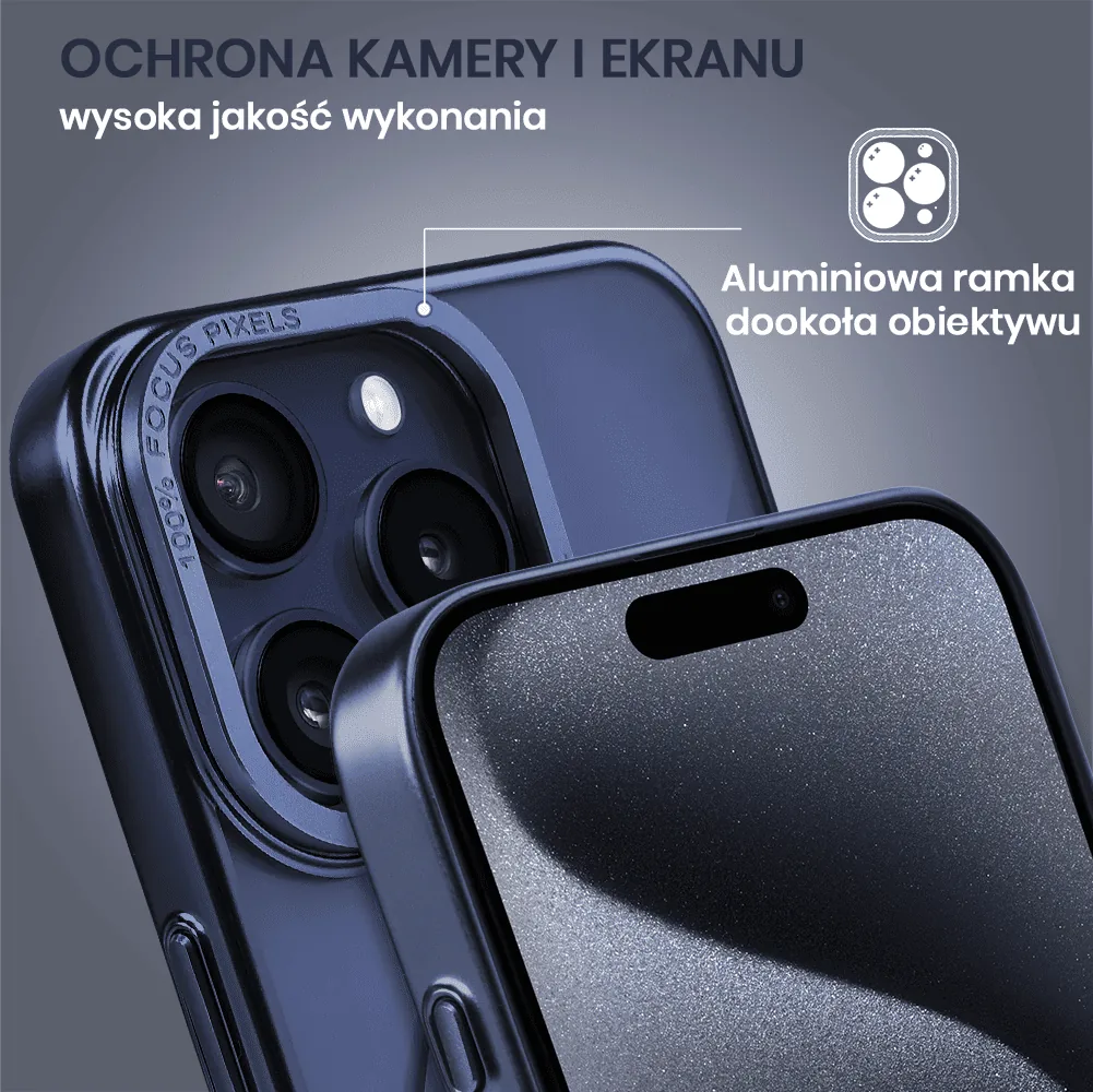Etui do iPhone 15 Pro Max Skin Shield, cienkie, twardy tył, Titanium Finish, tytan błękitny (OUTLET)