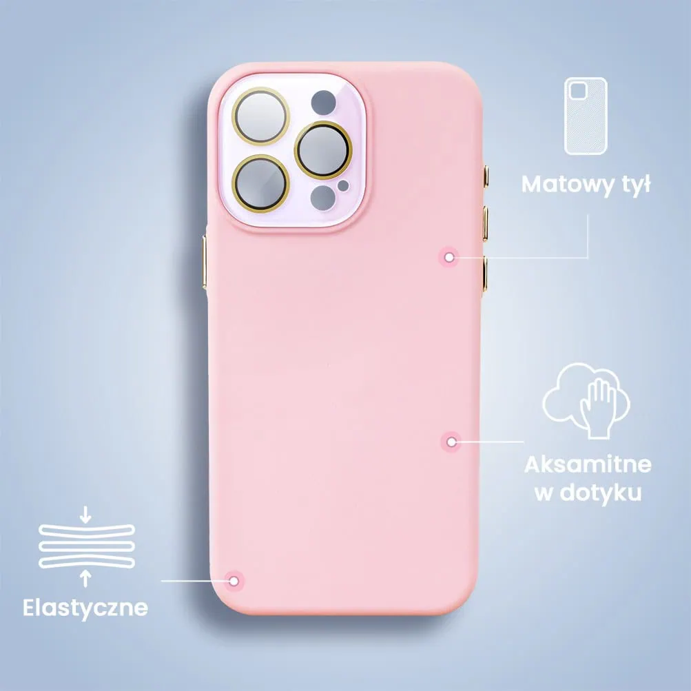 Etui do iPhone 15 Pro Max Soft Silicone Protect, z osłoną aparatu, różowe