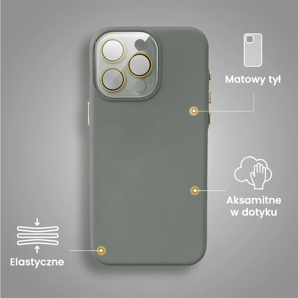 Etui do iPhone 15 Pro Max Soft Silicone Protect, z osłoną aparatu, szare