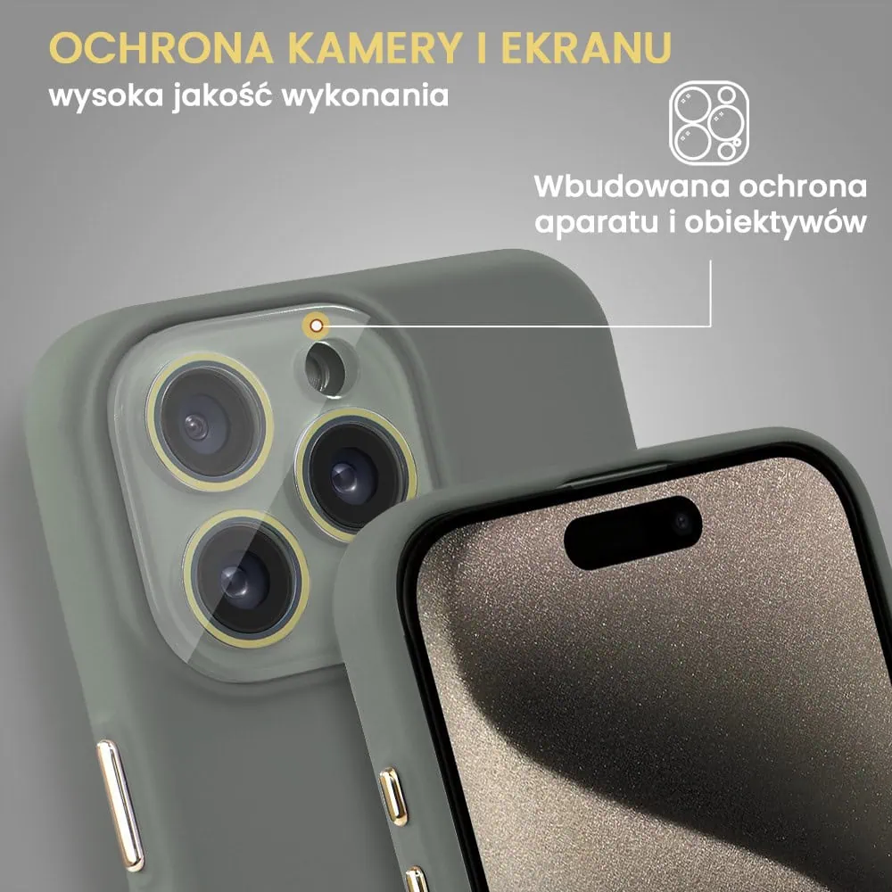 Etui do iPhone 15 Pro Max Soft Silicone Protect, z osłoną aparatu, szare