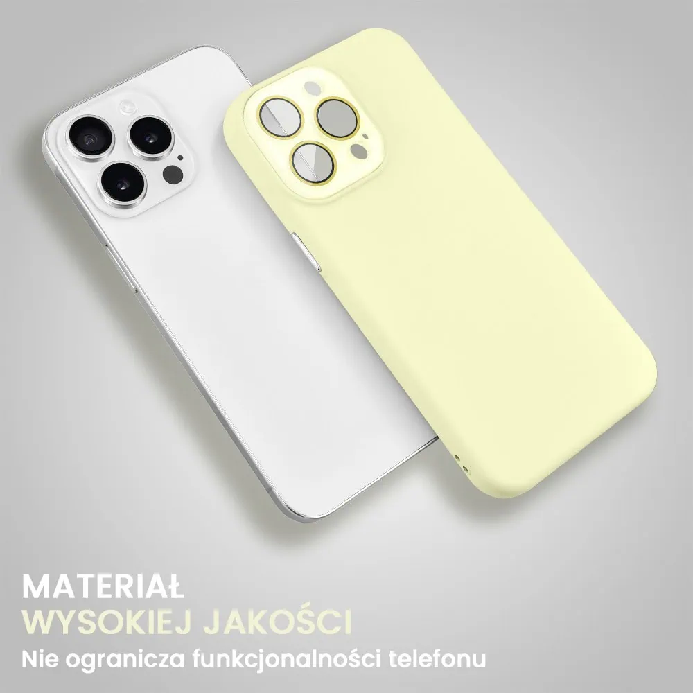 Etui do iPhone 15 Pro Max Soft Silicone Protect, z osłoną aparatu, żółte