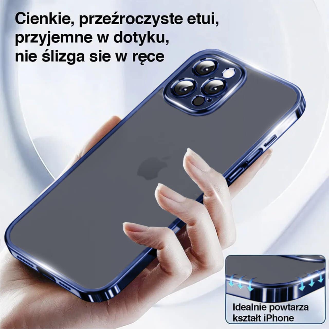 Etui do iPhone 15 Pro Titanium Edition przeźroczyste Sulada oryginal, tytan błękitny