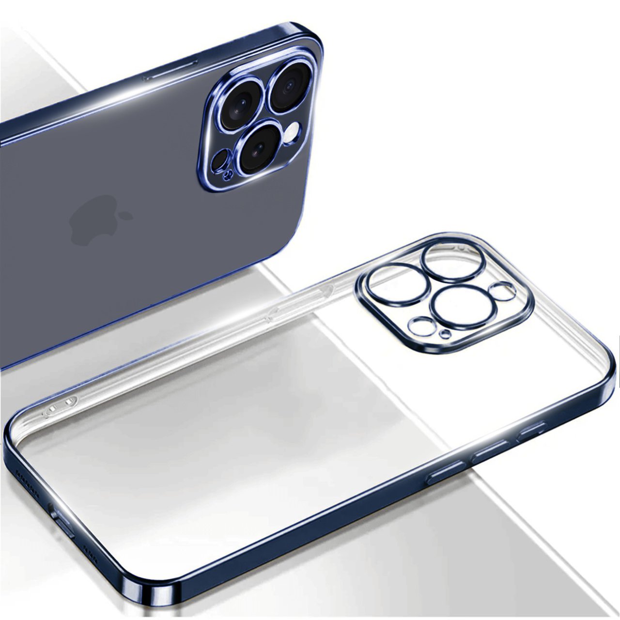 Etui do iPhone 15 Pro Titanium Edition przeźroczyste Sulada oryginal, tytan błękitny