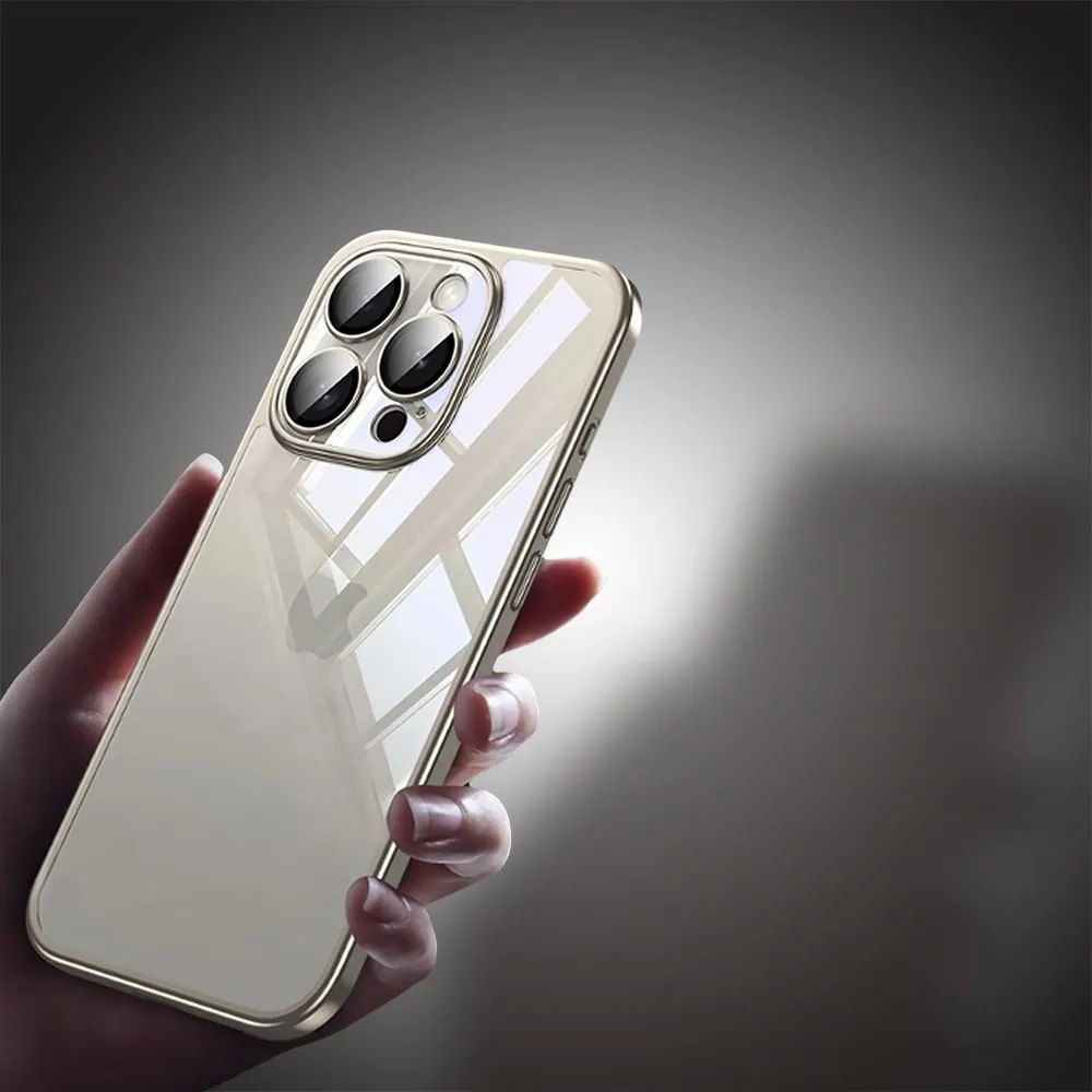 Etui do iPhone 15 Pro Max Titanium Finish, przeźroczyste z ochroną aparatu, Sulada original, tytanowe