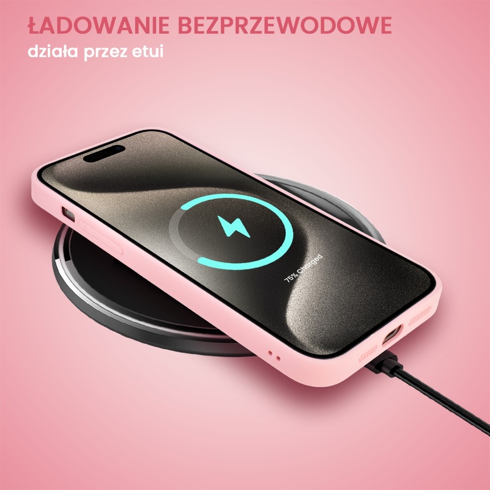 Etui do iPhone 15 Pro Max Tricolori eleganckie ze złotą osłoną kamery oraz zdobieniami, piękno różu