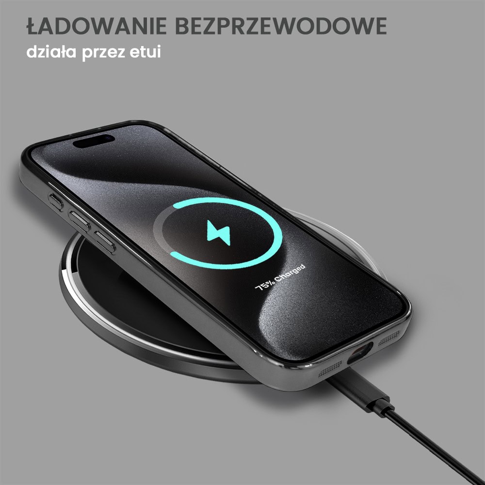 Etui do iPhone 15 Pro Max cienkie, eleganckie, z osłoną aparatu i widocznym logo, czarne