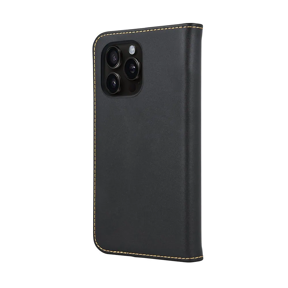 Etui do iPhone 15 Pro Max eleganckie skórzane, czarne