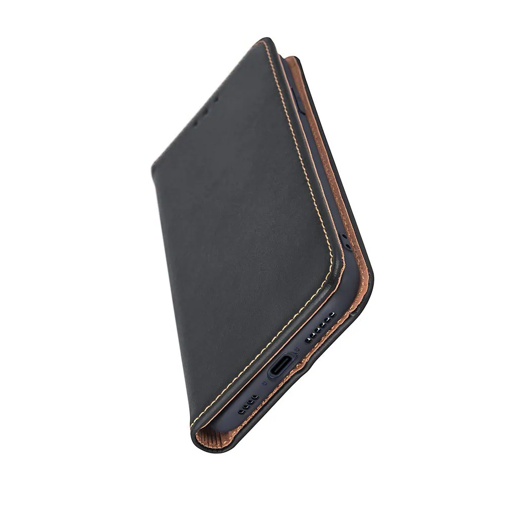 Etui do iPhone 15 Pro Max eleganckie skórzane, czarne