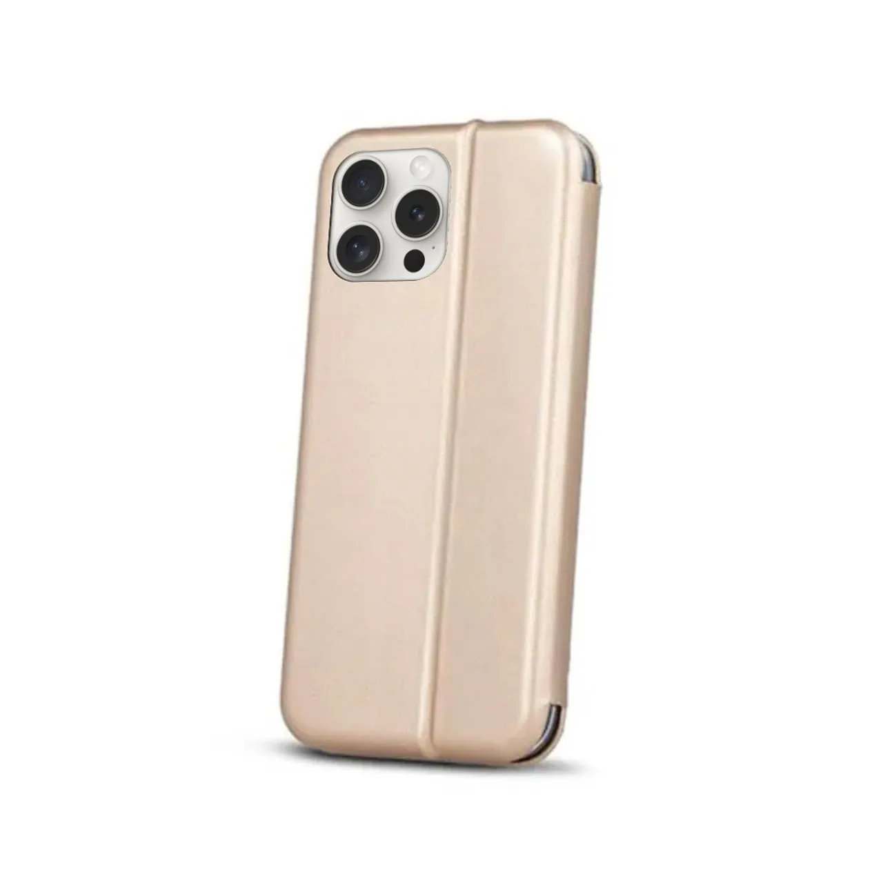 Etui do iPhone 15 Pro klasyczne z magnetyczną klapką, złote