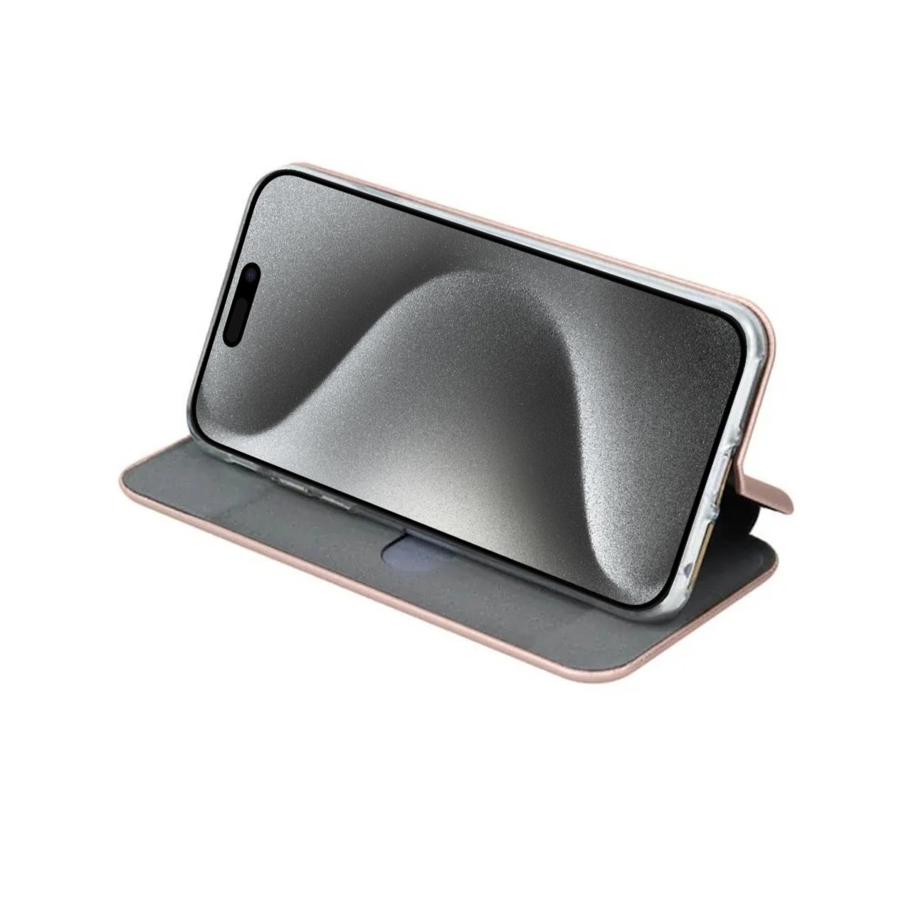 Etui do iPhone 15 Pro klasyczne z magnetyczną klapką, złote