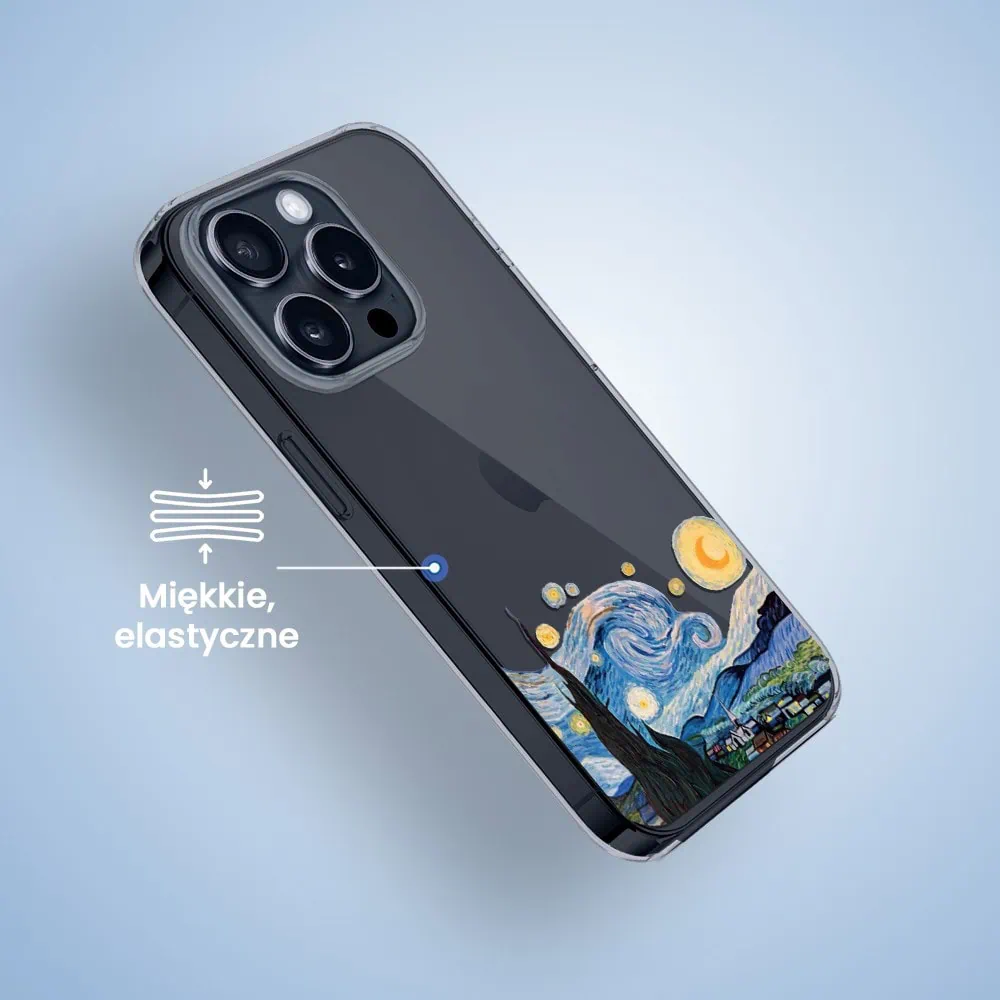 Etui do iPhone 15 Pro Max, obraz Van Gogh, przeźroczyste