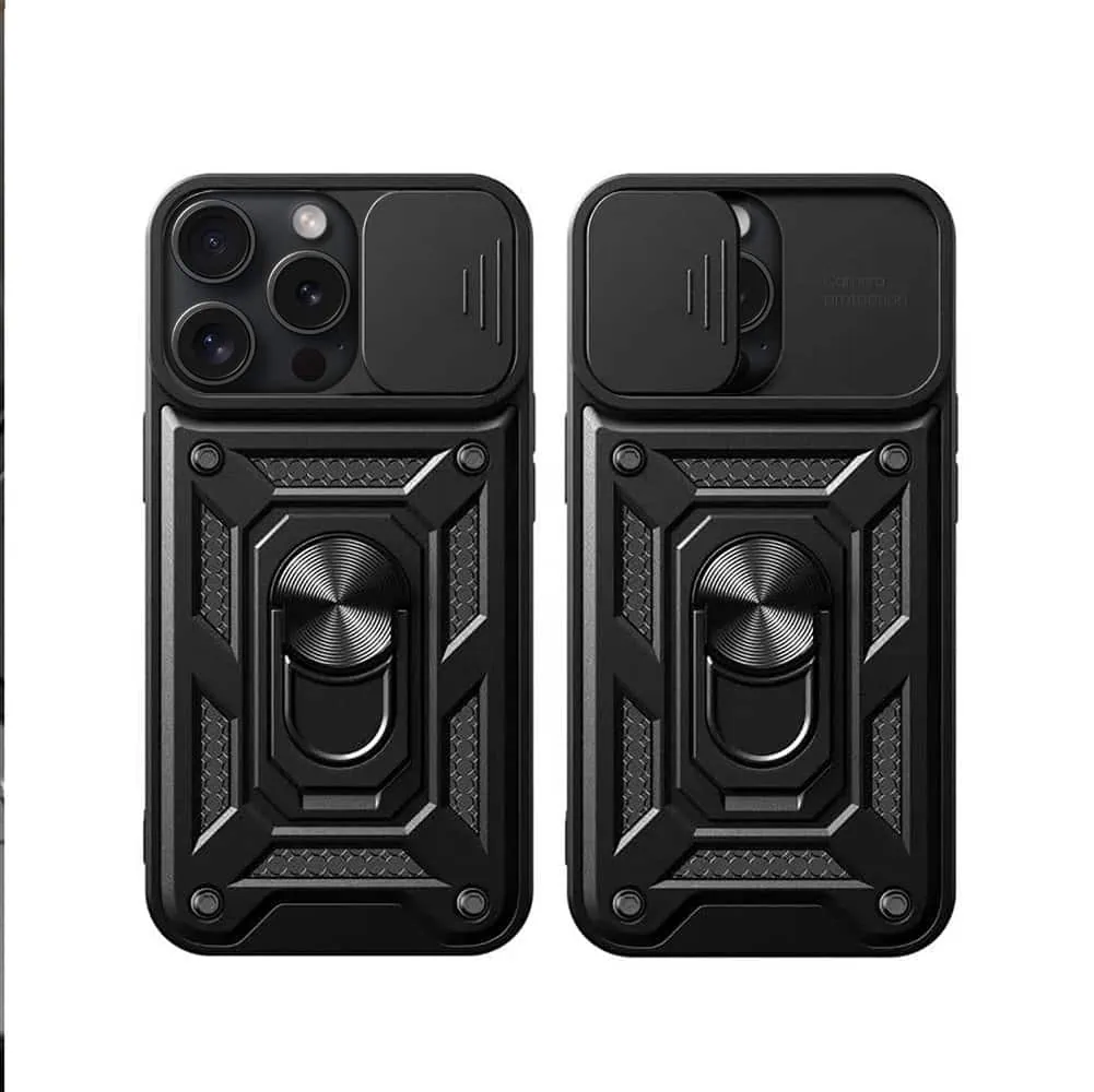 Etui do iPhone 16 Pro pancerne z magnetycznym uchwytem, osłona kamery, czarne