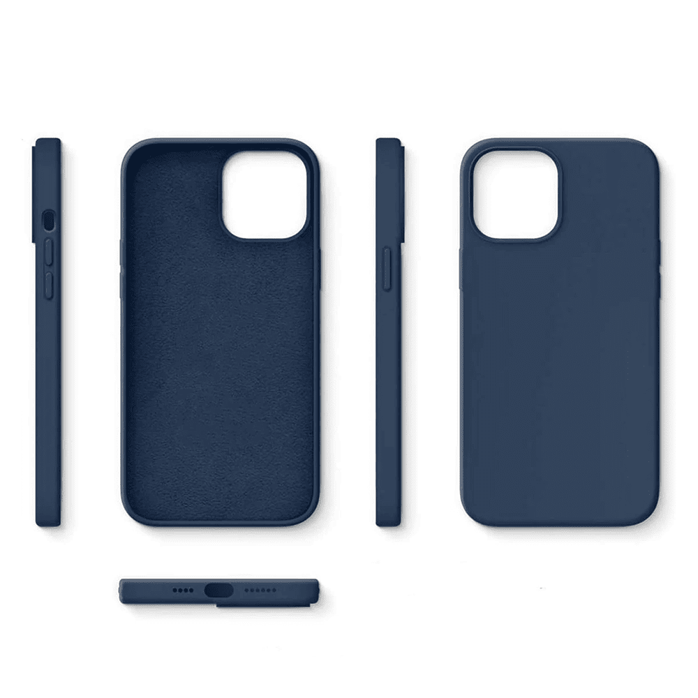 Etui do iPhone 15 Pro silikonowe z mikrofibrą soft touch, granatowe