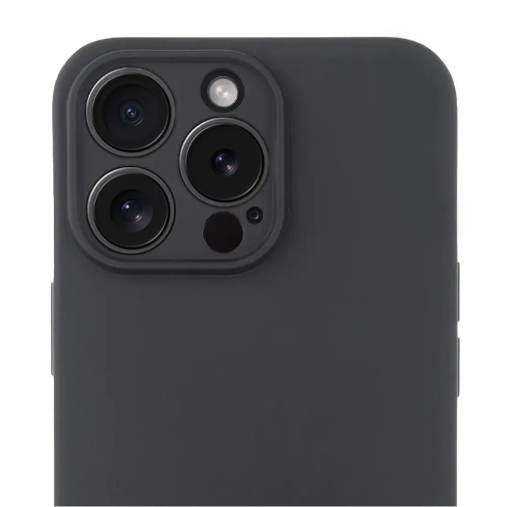 Etui do iPhone 15 Pro silikonowe z mikrofibrą soft touch z osłoną na aparat, czarne
