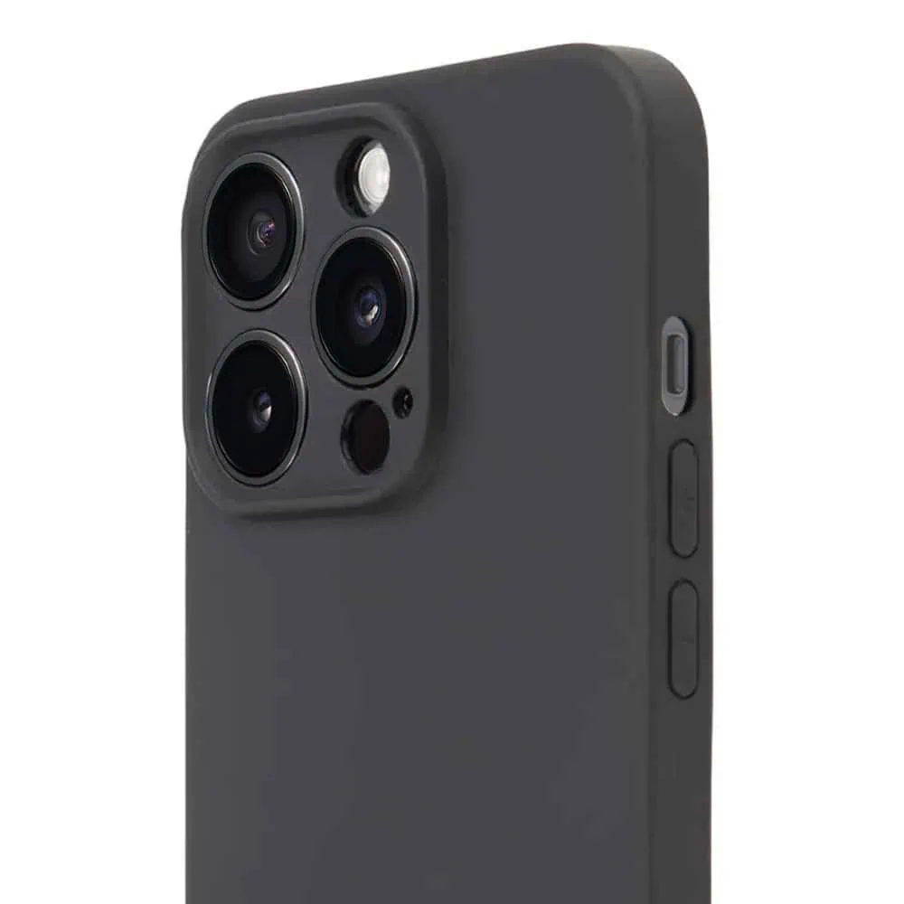 Etui do iPhone 15 Pro silikonowe z mikrofibrą soft touch z osłoną na aparat, czarne