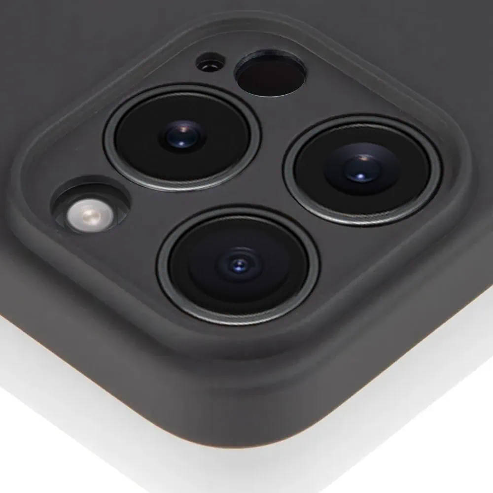 Etui do iPhone 15 Pro silikonowe z mikrofibrą soft touch z osłoną na aparat, czarne