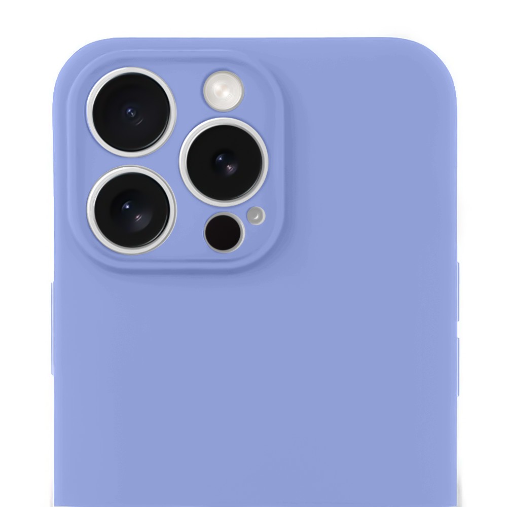 Etui do iPhone 15 Pro Max silikonowe z mikrofibrą soft touch z osłoną na aparat, fioletowe liliowe