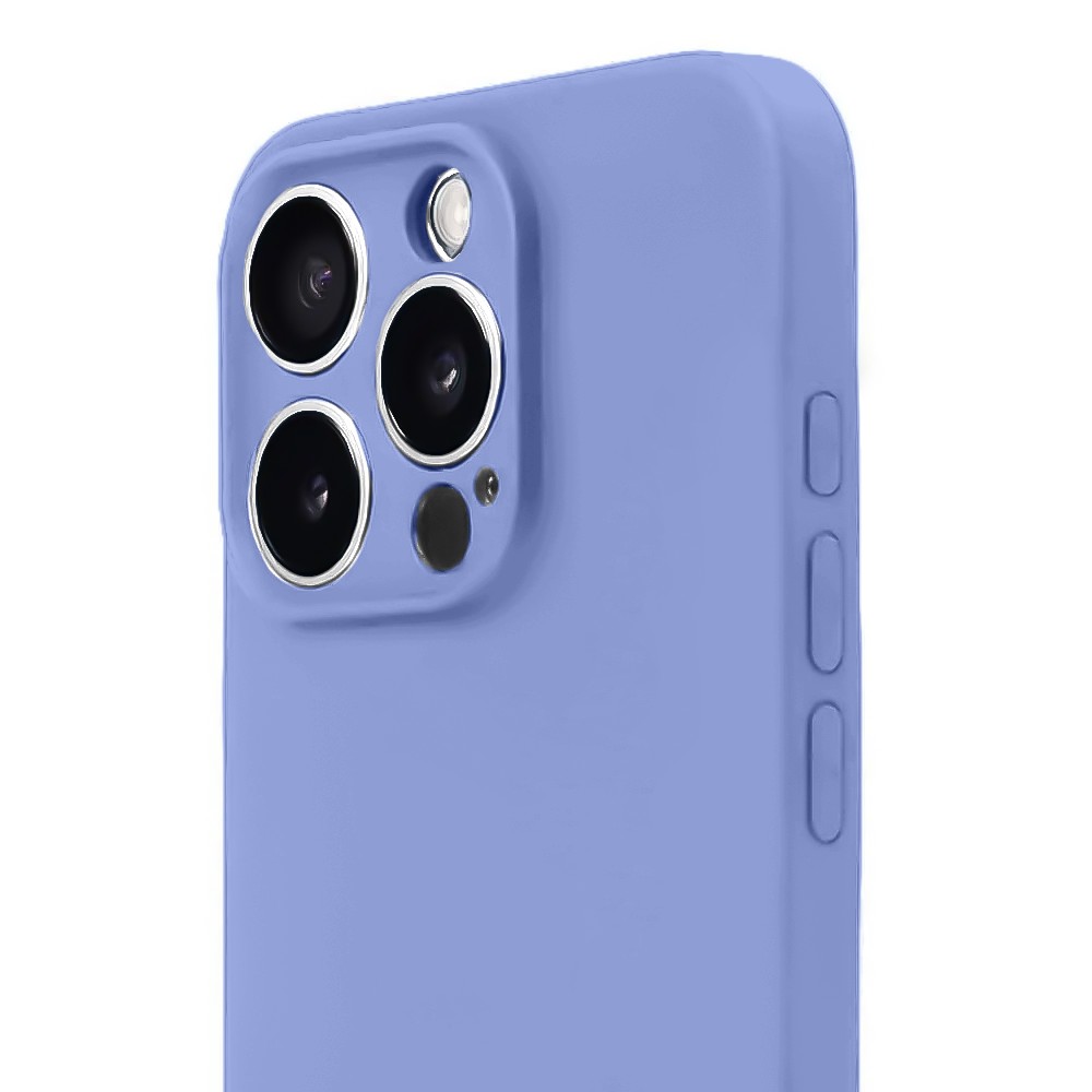 Etui do iPhone 15 Pro Max silikonowe z mikrofibrą soft touch z osłoną na aparat, fioletowe liliowe