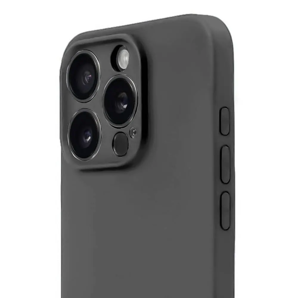 Etui do iPhone 15 Pro Max silikonowe z mikrofibrą soft touch z osłoną na aparat, grafitowe