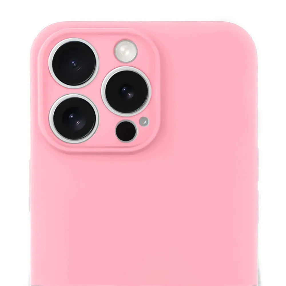 Etui do iPhone 15 Pro Max silikonowe z mikrofibrą soft touch z osłoną na aparat, jasny róż